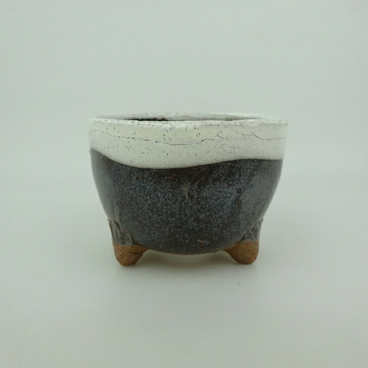 Glass Bowls - 盆栽鉢 信楽焼 小型 長辺 約10.5cm 丸鉢 信楽 楽風 鉢 釉薬 観賞用 現品 新品