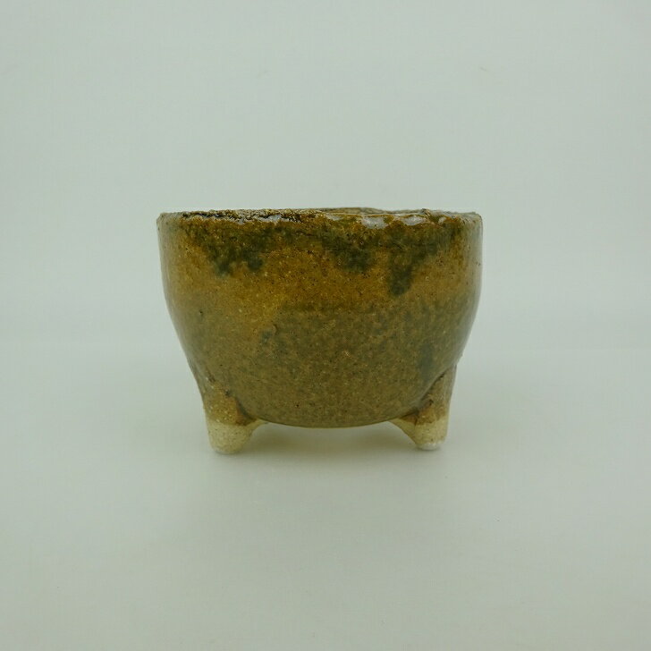 盆栽鉢 信楽焼 小型 長辺 約10.8cm 丸鉢 信楽 楽風 鉢 釉薬 観賞用 現品 新品