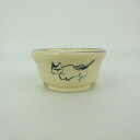 盆栽鉢 ゆうき祥石 小鉢 長辺 約 5.9cm 丸鉢 絵鉢 猫 ネコ ねこ 釉薬 観賞用 現品 新品