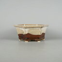 盆栽鉢 桂雲 福田桂雲 中型 長辺 約20.5cm 六角鉢 釉薬 新品 数量物 送料無料