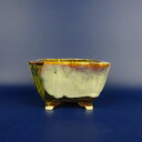 盆栽鉢 桂雲 福田桂雲 小型 長辺 約 12cm 正方鉢 釉薬 現品 新品 送料無料