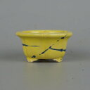 盆栽鉢 常滑 柴勝 小鉢 長辺 約 6.5cm 輪花鉢 模様 黄釉 釉薬 現品 新品 送料無料