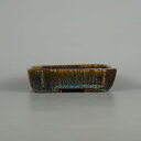 盆栽鉢 常滑 樹晃 鴻陽陶園 小型 長辺 約11.2cm 長方鉢 隅切 釉薬 現品 新品 送料無料