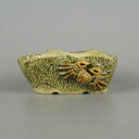 盆栽鉢 卓道 小鉢 長辺 約 8.8cm 変形 楕円鉢 蟹付 かに カニ 釉薬 観賞用 現品 新品 送料無料