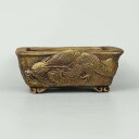 盆栽鉢 嵐山 谷嵐山 浮彫 龍図 長方鉢 籠目 観賞用 現品 新品 送料無料 【ラッピング無料】 鉢 植木鉢 趣味 人気商品 癒し プレゼント 贈りもの お祝い