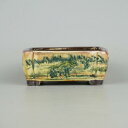 盆栽鉢 陶翠 陶翠筆 小型 長辺 約13cm 長方鉢 山水図 観賞用 現品 新品 送料無料