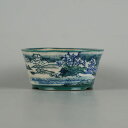 盆栽鉢 陶翠 陶翠筆 小鉢 長辺 約 9.2cm 丸鉢 染付 相川 七里浜 山水図 観賞用 現品 新品 送料無料