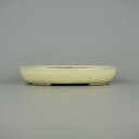 盆栽鉢 常滑 山房 小型 長辺 約13.5cm 楕円鉢 ワン型 小判 白釉 釉薬 新品 数量物