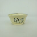 盆栽鉢 ゆうき祥石 小鉢 長辺 約 6.8cm 丸鉢 絵鉢 猫 ネコ ねこ 釉薬 観賞用 現品 新品