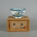 盆栽鉢 ゆうき祥石 小鉢 長辺 約10cm 丸鉢 色絵 紅葉 モミジ 木葉 銀杏 共箱 観賞用 現品 新品