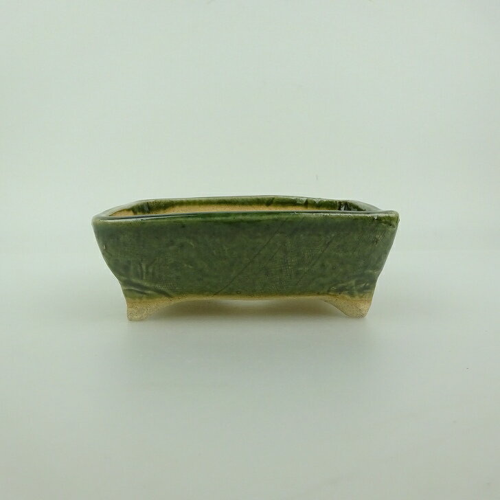 盆栽鉢 ゆうき祥石 小型 長辺 約 11.5cm 長方鉢 釉薬 現品 新品