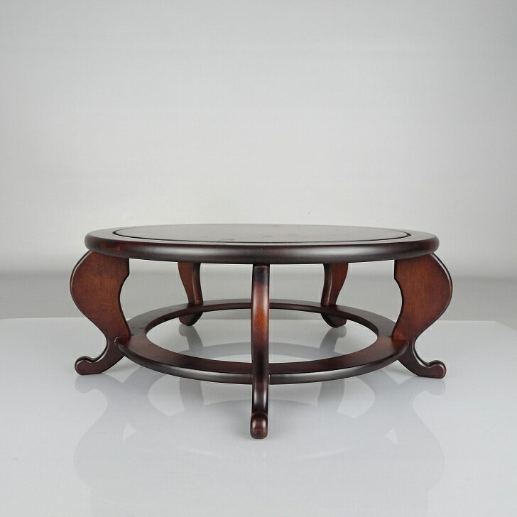 【中古】花台 卓 長辺 約27.5cm 丸卓 飾台 置き物台 花飾 木製 小品卓 盆栽台 鑑賞 観賞用 現品 中古 送料無料