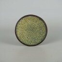【中古】 陶板 花台 小石原 長辺 約10.3cm 丸型 飾台 置物台 花飾 釉薬 陶製 盆栽台 現品 中古