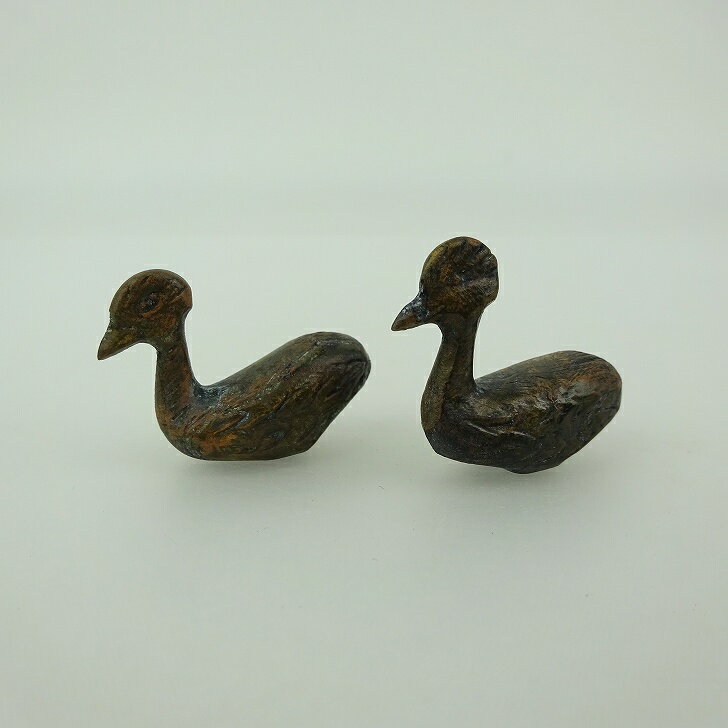 【中古】 盆栽飾り 盆景 鴨長辺 約2.5cm 添配 カモ かも 鳥 銅製 金属製 彫刻 盆栽 枯山水 景色 飾り 添え 置き物 ミニ庭園 風景 ミニチュア フ...