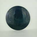 【 中古 】 陶板 花台 常滑 秀峰造 長辺 約37cm 丸型 飾台 置物台 花飾 釉薬 陶製 盆栽台 敷物 現品 中古品 送料無料