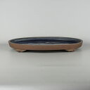 【中古】 水盤 片岡陶園 大型 長辺 約45cm 楕円 鉢 水石 盆栽 花器 現品 中古 送料無料