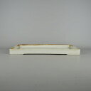 【中古】 水盤 落款あり 中型 長辺 約39cm 長方 鉢 水石 盆栽 花器 現品 中古 送料無料