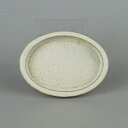 【中古】 水盤 英明 小型 長辺 約 9.7cm 楕円 鉢 水石 盆栽 花器 白釉 釉薬 現品 中古