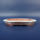 【中古】 水盤 落款あり 小型 長辺 約9.6cm 長方 鉢 隅切 水石 盆栽 花器 泥物 現品 中古