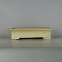 【中古】盆栽鉢 真山造 寺畑陶園 大型 長辺 約 41.5cm 長方鉢 隅入 下帯 釉薬 現品 中古鉢