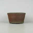 【中古】盆栽鉢 常滑 十王堂 松泉造 小型 長辺 約 18cm 丸鉢 鋲打 泥物 現品 中古鉢