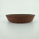 【中古】盆栽鉢 光泉 小型 長辺 約11cm 丸鉢 鋲打 泥物 現品 中古鉢