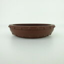 【中古】盆栽鉢 光泉 小型 長辺 約11cm 丸鉢 鋲打 泥物 現品 中古鉢