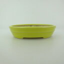 【中古】 盆栽鉢 青香 小型 長辺 約 12.1cm 楕円鉢 中帯 釉薬 現品 中古鉢