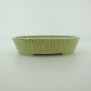 【中古】 盆栽鉢 青香 小型 長辺 約 12cm 楕円鉢 貫入 釉薬 現品 中古鉢
