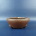 【中古】盆栽鉢 常滑 山秋 小型 長辺 約 12cm 丸鉢 泥物 現品 中古鉢 送料無料