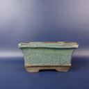 【中古】盆栽鉢 信楽 落款なし 小型 長辺 約 14.5cm 長方鉢 外縁 釉薬 現品 中古鉢