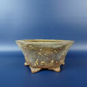 【中古】盆栽鉢 平安 虹泉 小型 長辺 約 14.7cm 六角鉢 梨皮 泥物 現品 中古鉢 送料無料