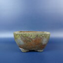 【中古】盆栽鉢 良寛 小鉢 長辺 約 8.8cm 正方鉢 釉薬 現品 中古鉢