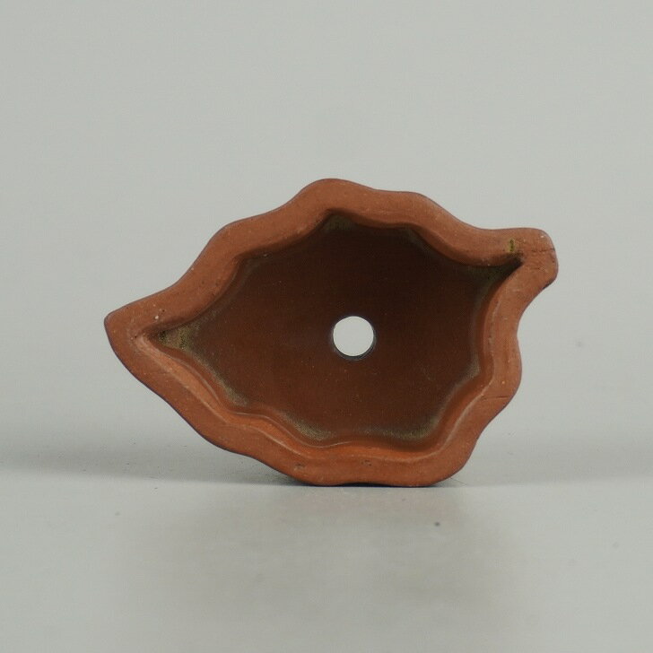 【中古】盆栽鉢 福 小鉢 長辺 約 5.7cm 葉型鉢 泥物 現品 中古鉢