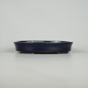 【中古】 盆栽鉢 常滑 鳳舟 小型 長辺 約13.8cm 楕円鉢 瑠璃 釉薬 現品 中古鉢 送料無料