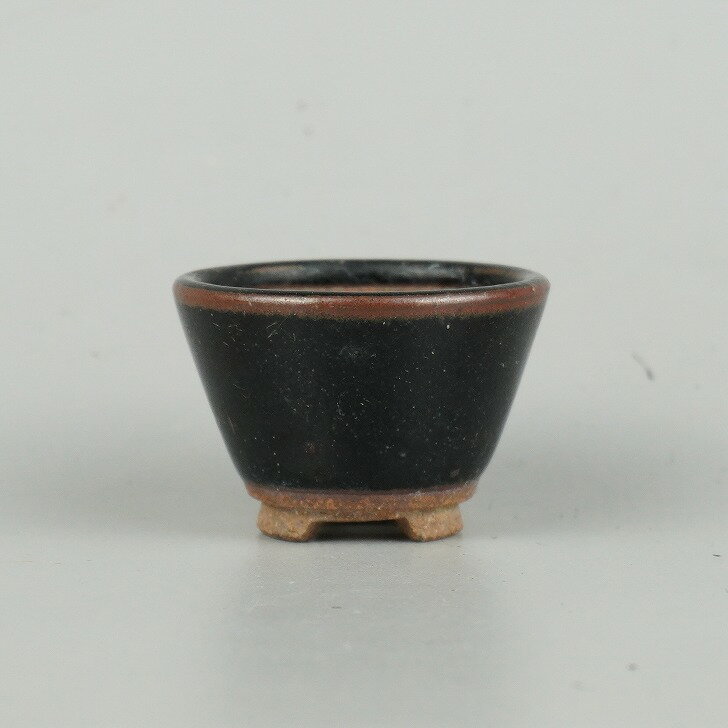 【中古】盆栽鉢 常滑 光峰 豆鉢 長辺 約4.7cm 丸鉢 釉薬 現品 中古鉢