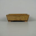 【中古】盆栽鉢 秀秋作 駿河 小型 長辺 約 12.3cm 長方鉢 釉薬 現品 中古鉢