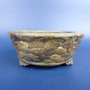 【中古】盆栽鉢 清水 利重 小鉢 長辺 約9.3cm 丸鉢 雲足 現品 中古鉢 送料無料