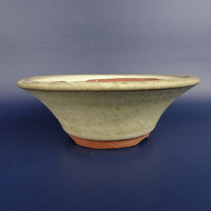 【中古】盆栽鉢 燿山 小型 長辺 約15.5cm 丸鉢 釉薬 現品 中古鉢