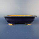 【中古】盆栽鉢 常滑 服部 小型 長辺 約 13.7cm 長方鉢 外縁 釉薬 現品 中古鉢 送料無料