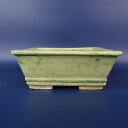 【中古】 盆栽鉢 忠寛 小型 長辺 約13.3cm 長方鉢 外縁 下帯 釉薬 現品 中古鉢