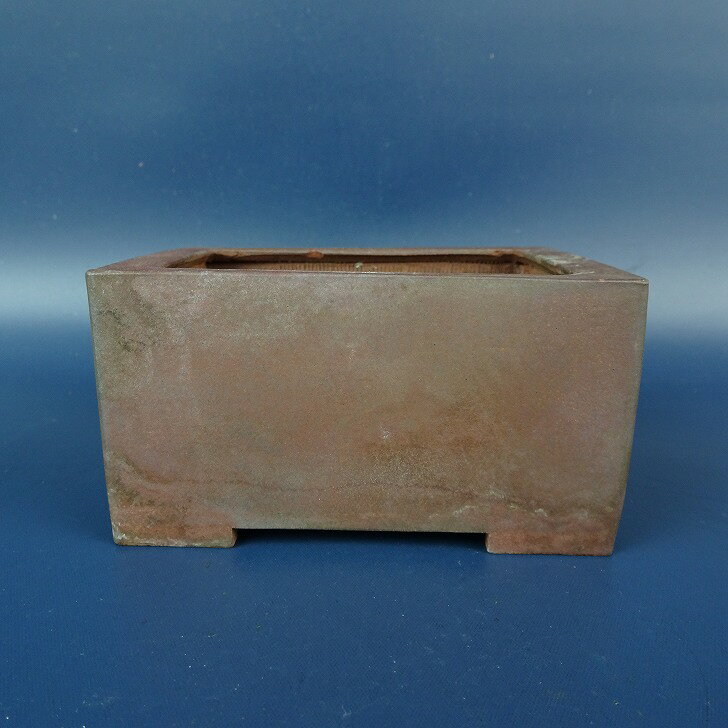 【中古】 盆栽鉢 青風 小鉢 長辺 約9.8cm 長方鉢 泥鉢 現品 中古鉢