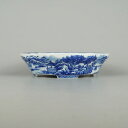 【中古】盆栽鉢 和光 小型 長辺 約16.8cm 木瓜鉢 山水図 中国鉢 観賞用 現品 中古鉢 送料無料
