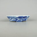 【中古】盆栽鉢 和光 小型 長辺 約16.8cm 木瓜鉢 山水図 中国鉢 観賞用 現品 中古鉢 送料無料