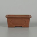 【中古】 盆栽鉢 中国宜興 小鉢 長辺 約 9cm 長方鉢 外縁 窓入 泥物 現品 中古鉢