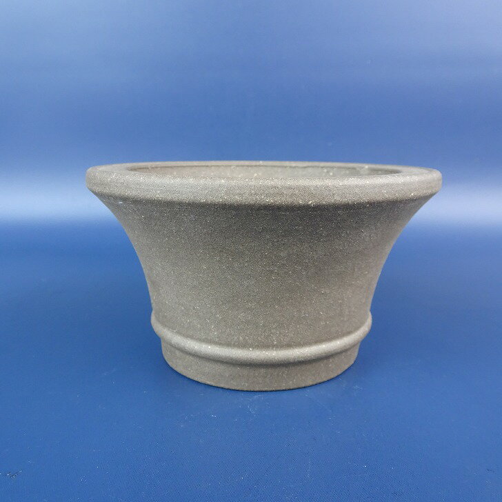 【中古】盆栽鉢 江小林 小型 長辺 約11.2cm 丸鉢 外縁 下帯 泥鉢 中国鉢 現品 中古鉢