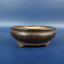 【中古】盆栽鉢 俊 小鉢 長辺 約7.7cm 丸鉢 外縁 釉薬 現品 中古鉢 送料無料