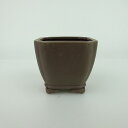 【中古】盆栽鉢 青香 小鉢 長辺 約6.5cm 正方鉢 隅入 雲足 下帯 泥物 現品 中古鉢