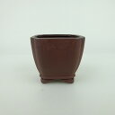 【中古】盆栽鉢 青香 小鉢 長辺 約6.5cm 正方鉢 隅入 雲足 下帯 泥物 現品 中古鉢