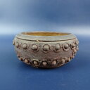 【中古】盆栽鉢 陶山 小鉢 長辺 約 8cm 丸鉢 鋲打 釉薬 現品 中古鉢 送料無料